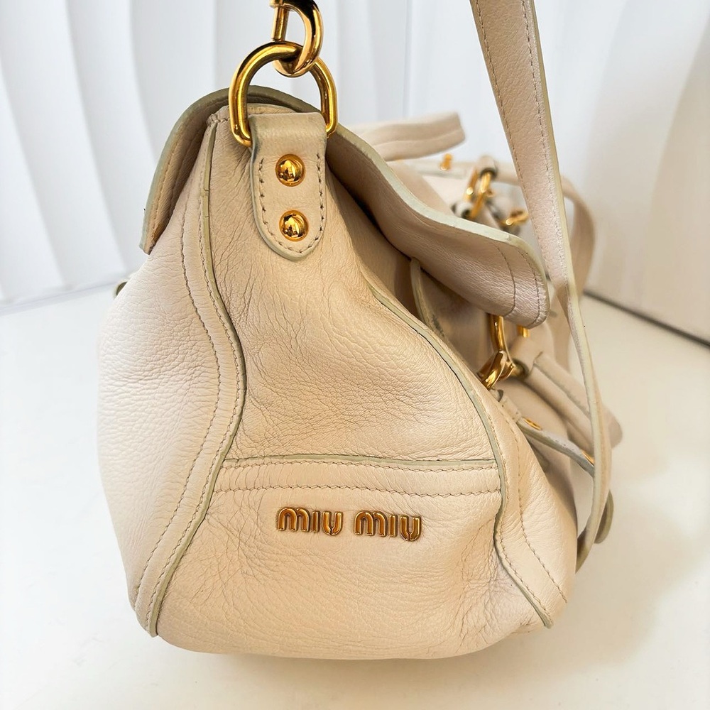 Miu Miu Beige Leather Satchel Bag - Picture 4 of 12